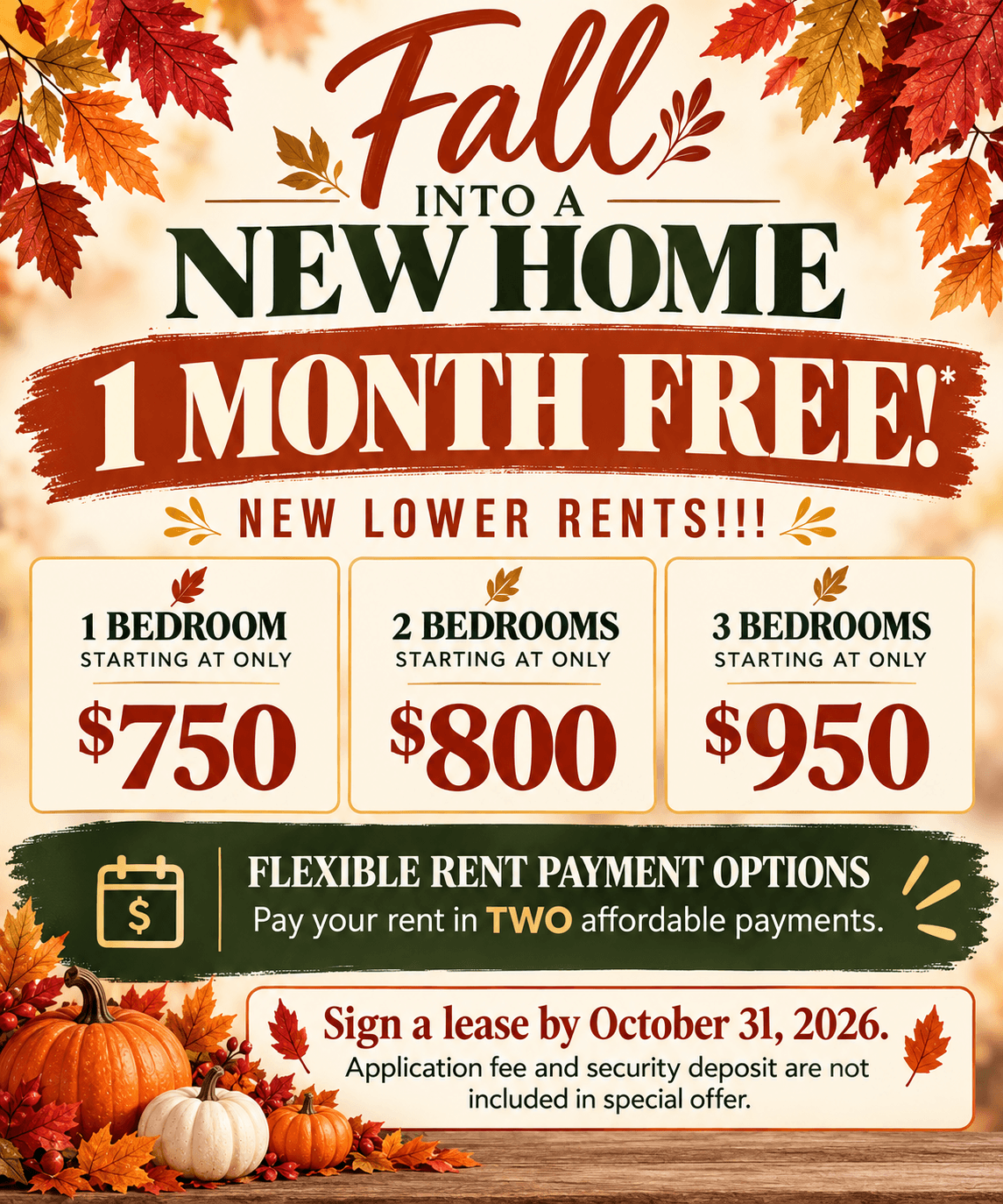 Fall Into a New Home - 1 Month Free